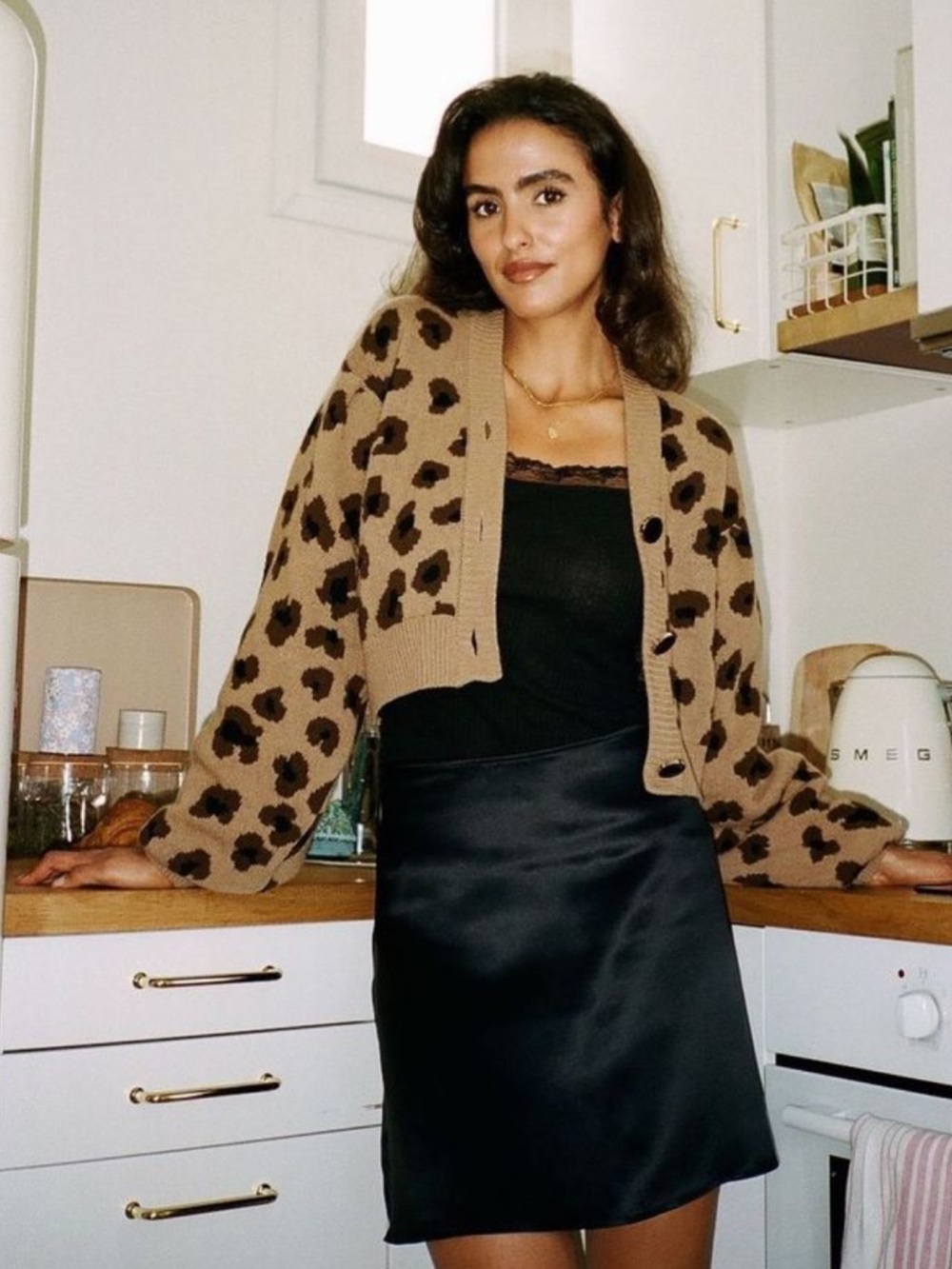 Pujka Cropped Leopard Cardigan Size Small Italian wool and cashmere